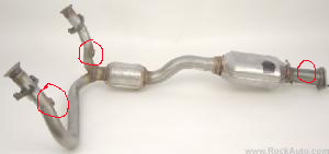 Fuel Economy Going Down Sharply Updates Anandtech Forums This Is A Pic Of Your Cat Converter Embly The Two Upstream And One Downstream O2 Sensor Locations Are Circled In Red